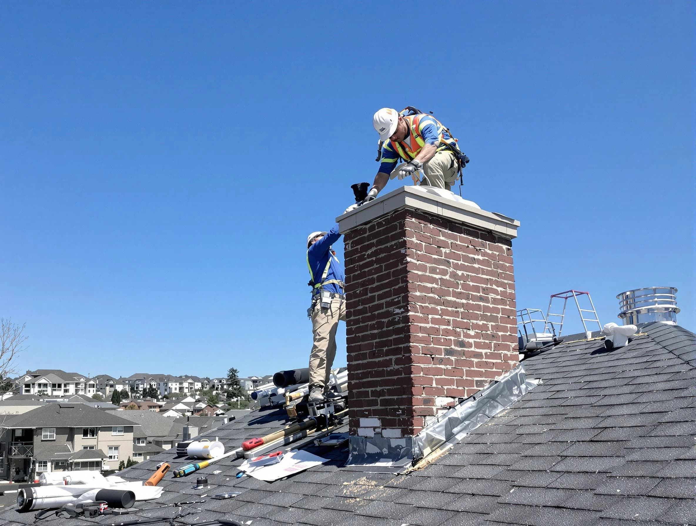 Bountiful Chimney Sweep repairing a chimney crown in Bountiful, UT