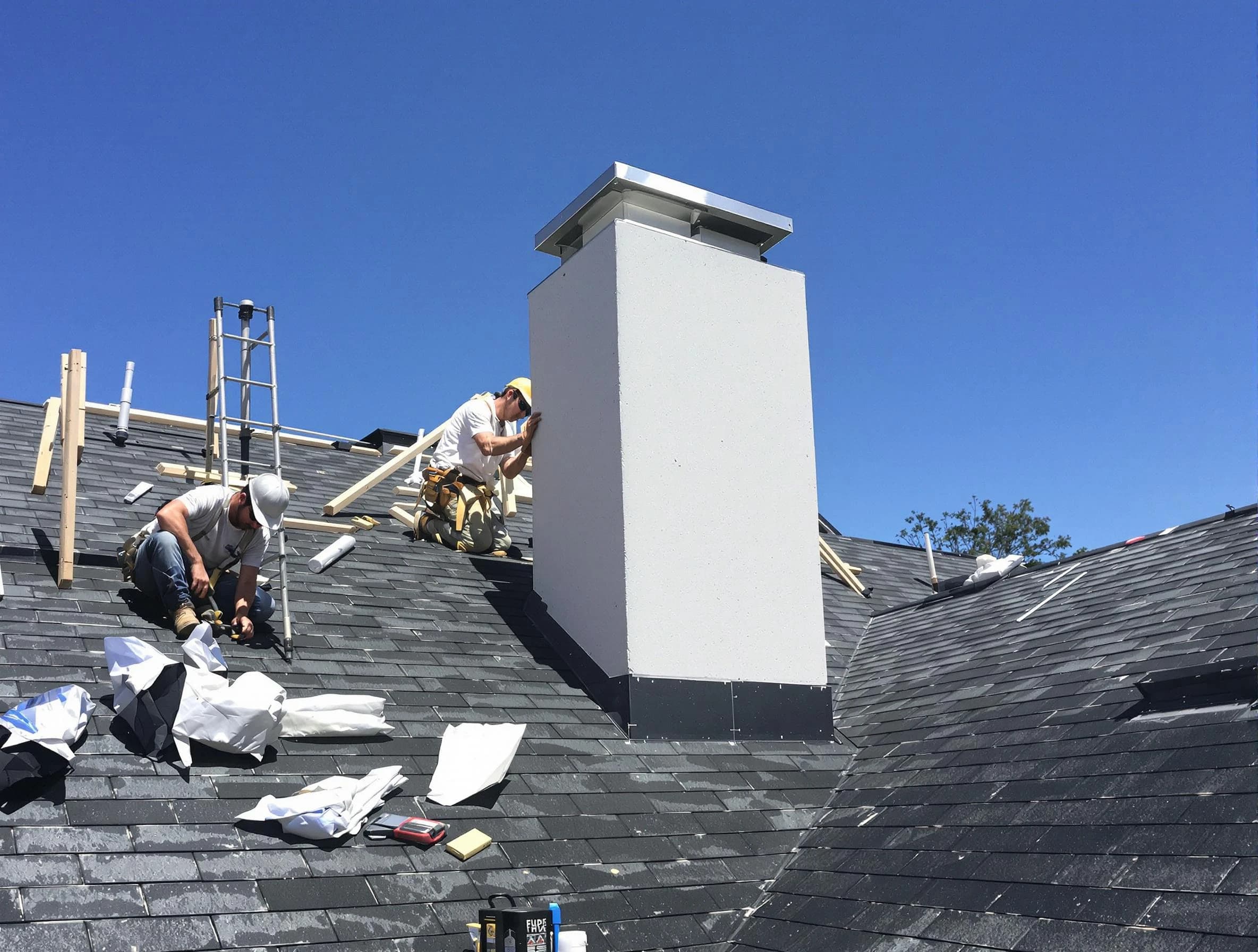 Bountiful Chimney Sweep crew installing a new chimney in Bountiful, UT