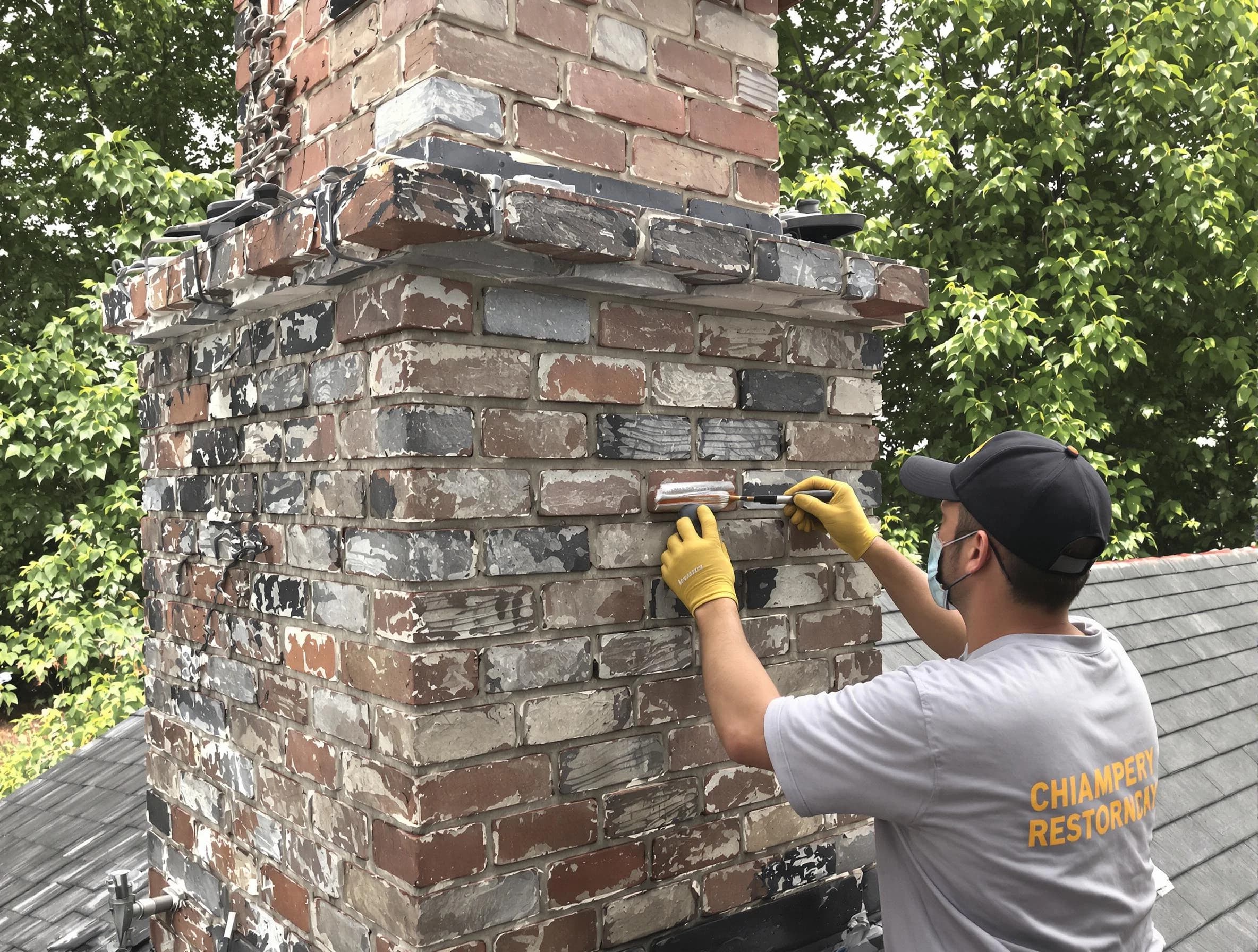 In-progress chimney restoration by Bountiful Chimney Sweep in Bountiful, UT