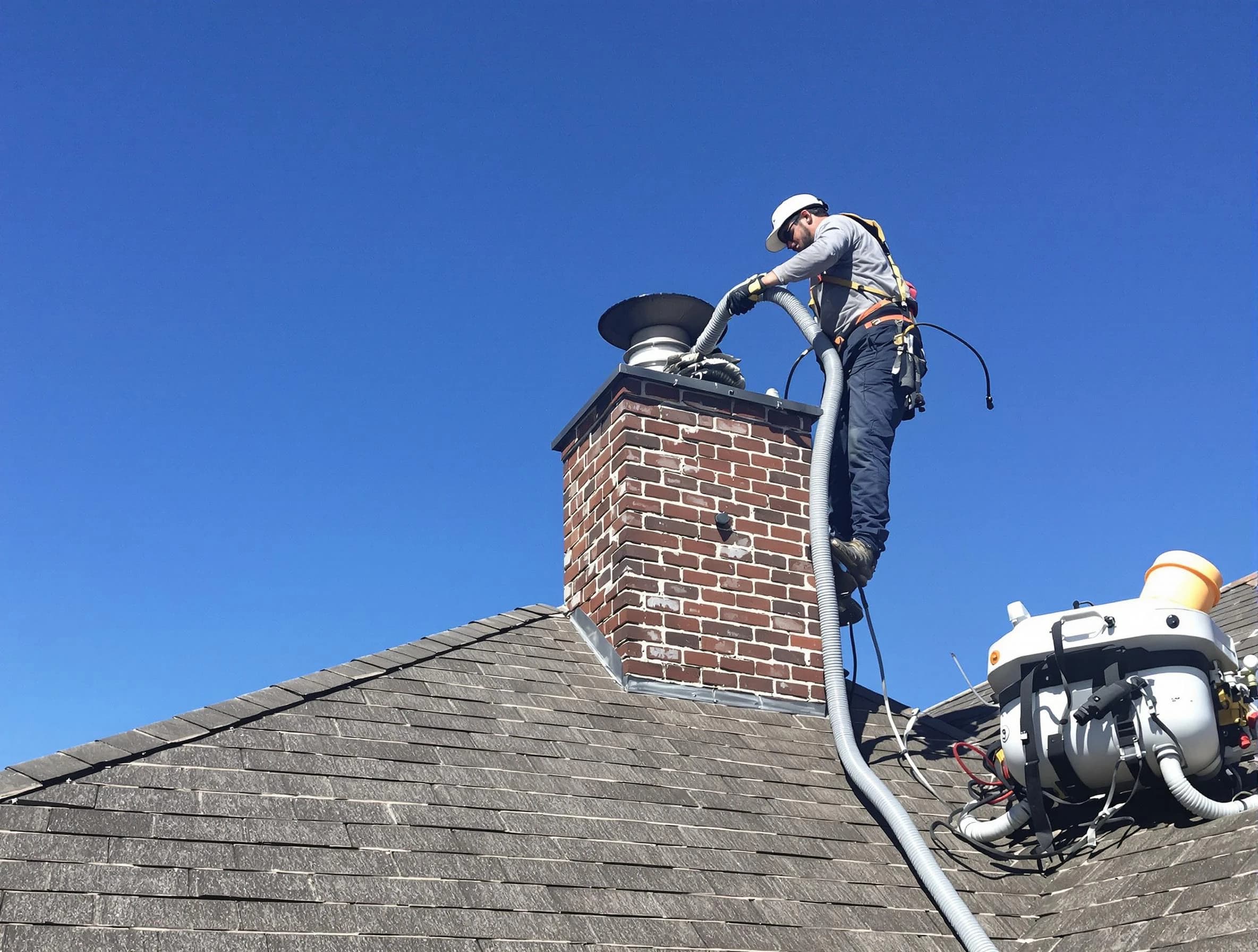 Dedicated Bountiful Chimney Sweep team member cleaning a chimney in Bountiful, UT
