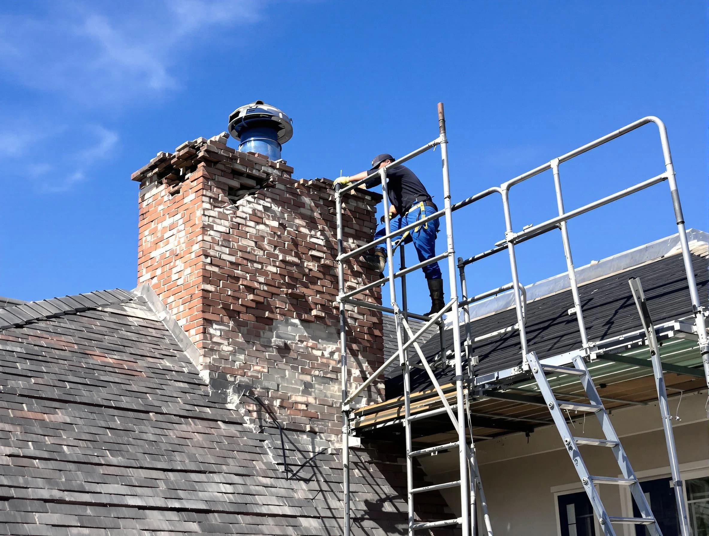 Rebuilding a chimney structure by Bountiful Chimney Sweep in Bountiful, UT