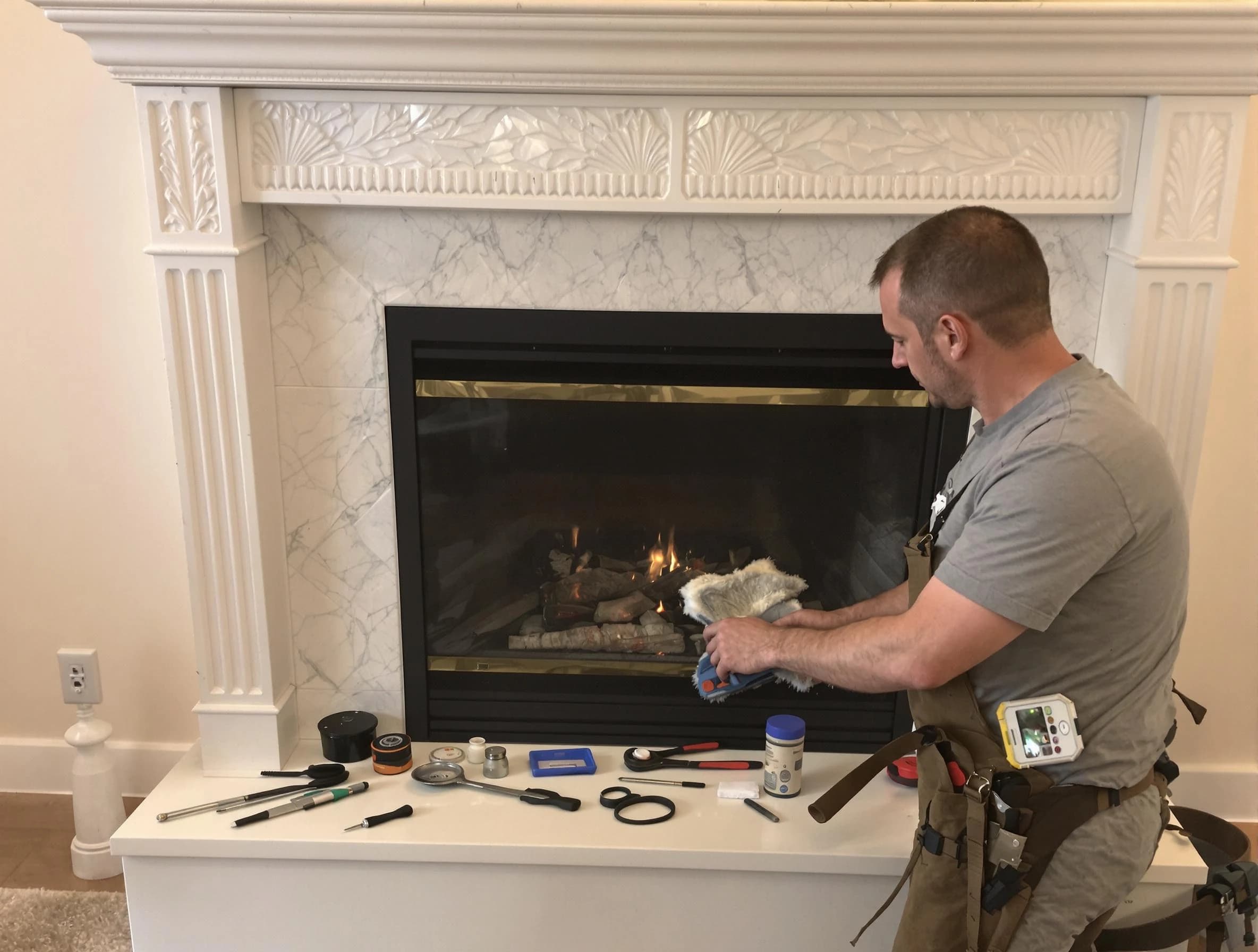 Bountiful Chimney Sweep performing fireplace maintenance in Bountiful, UT