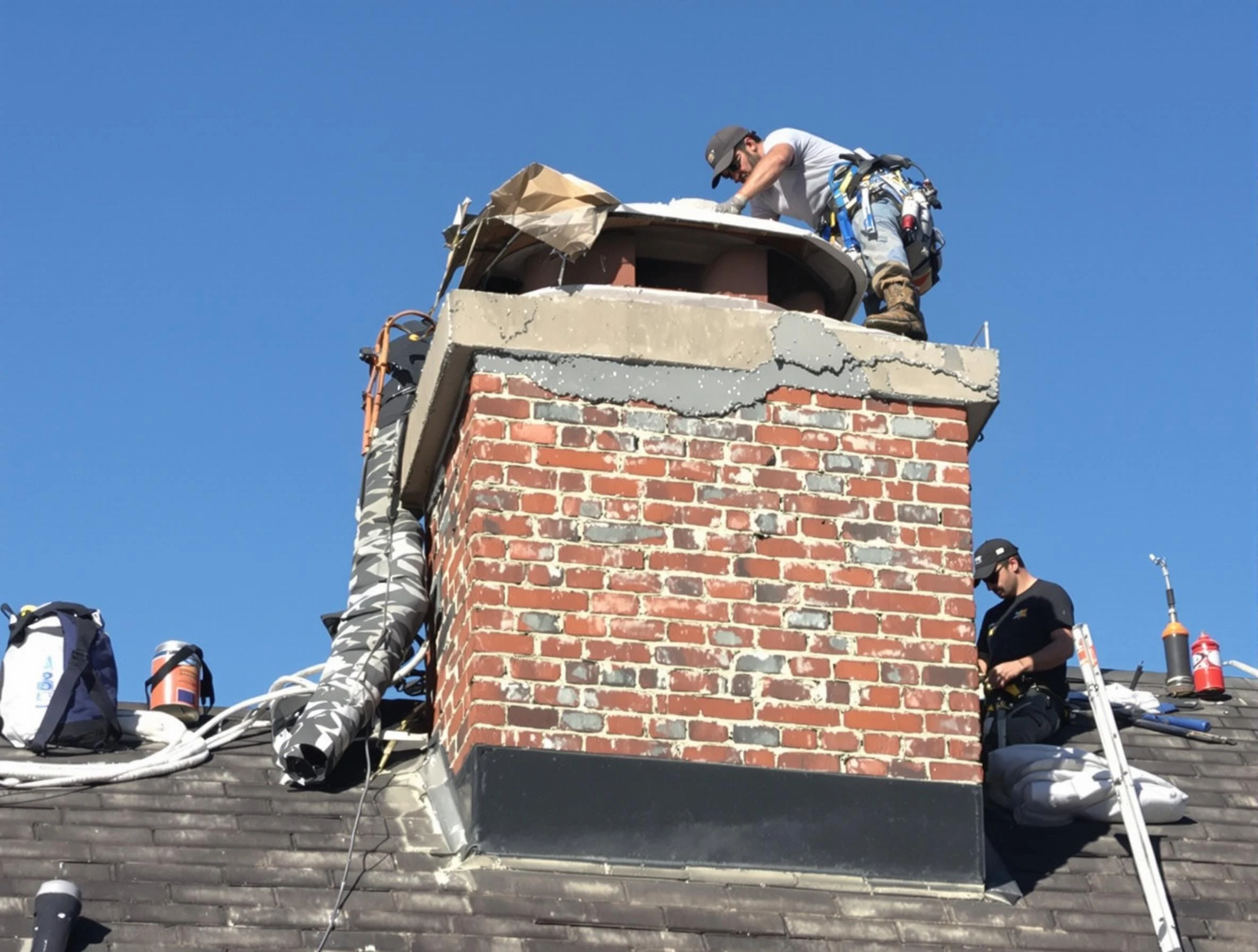 Bountiful Chimney Sweep installing a custom chimney crown in Bountiful, UT