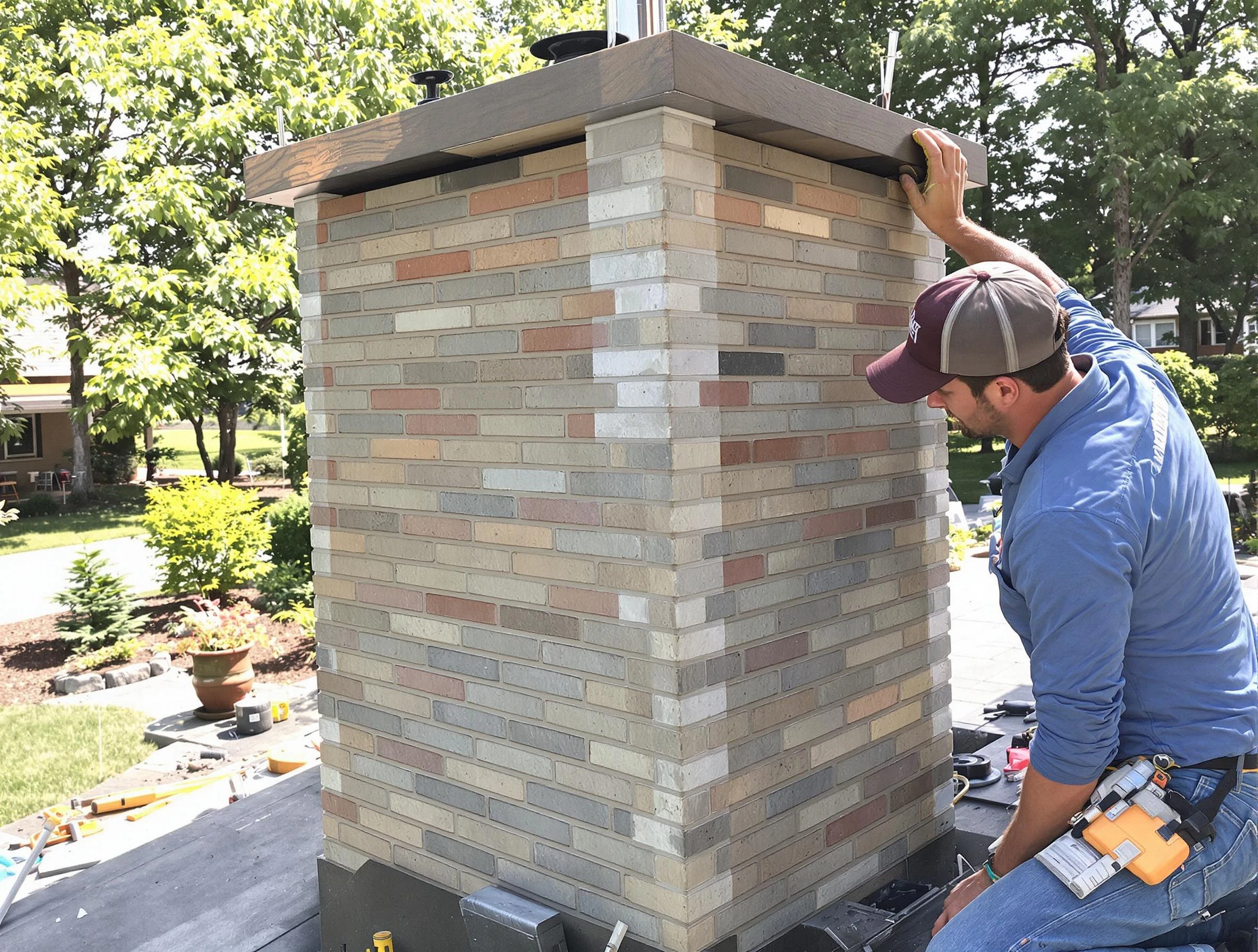 Bountiful Chimney Sweep completing a modern chimney remodel in Bountiful, UT